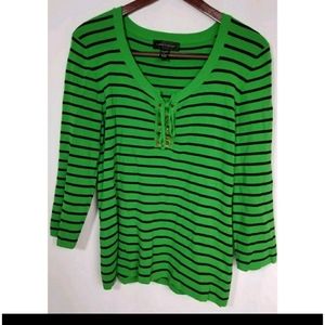 Cable And Gauge Sweater VNeck Grommet Lace…